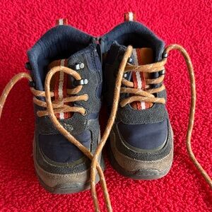 Zara Kids' Navy and Brown Sneakers